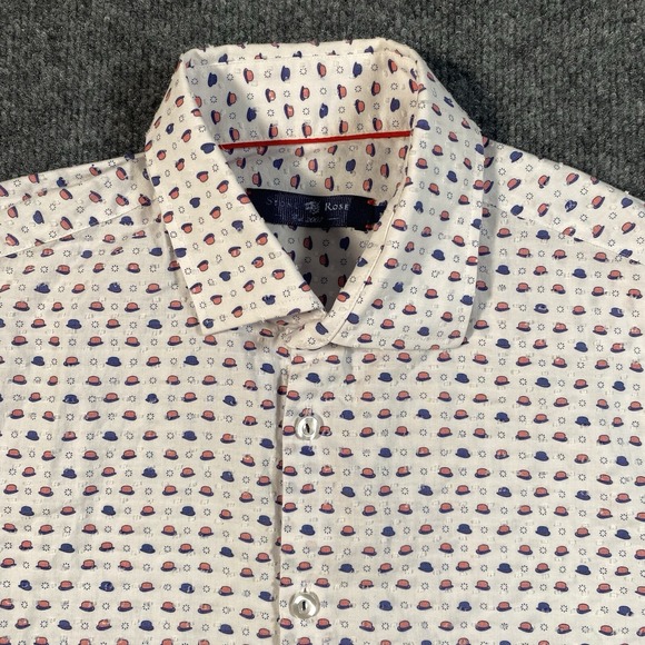 Stone Rose Other - Stone Rose Mens Medium (3) Button Shirt Seersucker Patriotic Hats All Over Print